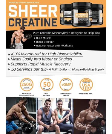 Sheer Strength Labs Micronized Creatine Monohydrate Powder 250g - Non-GMO Muscle Builder Supplement - International Shipping Available - Buy Online on GoSupps.com