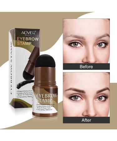 Eyebrow Stamp Stencil Kit Waterproof Brow Definer with 2 Brushes & 10 Buildable Stencils Dark Gray Makeup Tool for Perfect Natural Shape - Buy Online on GoSupps.com