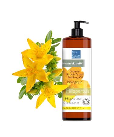 St. John's Wort Organic, Extra Strong, Red Oily Macerate, Concentrated, Soothing Oil for Sensitive Skin, Irritated, Redness, Scars, Stretch Marks, Hair, Aftersun, 500 ml