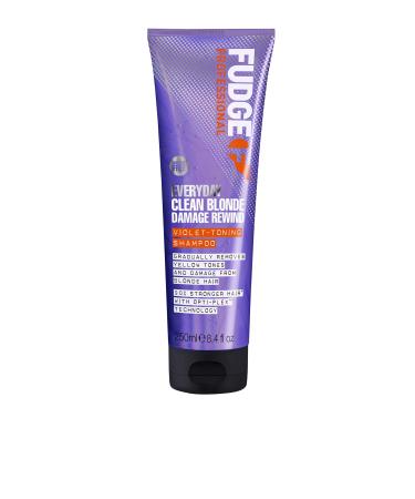 Fudge Professional Everyday Clean Blonde Damage Rewind Shampoo Daily Purple Toning for Blonde Hair Bond Repair Technology 250 ml 250 ml (Pack of 1) Shampoo - Everyday