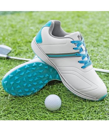 Ifrich Waterproof Spikeless Golf Shoes Women's 7.5 White Blue | Lightweight & Comfortable - Buy Online on GoSupps.com