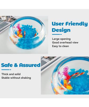 2 Gallon Laqual Glass Fish Bowl with Decor - Fluorescent Stones & Colorful Plastic Trees - High White Glass - Small Betta Fish/Goldfish Aquarium/Vase - Home D cor - Buy Online on GoSupps.com