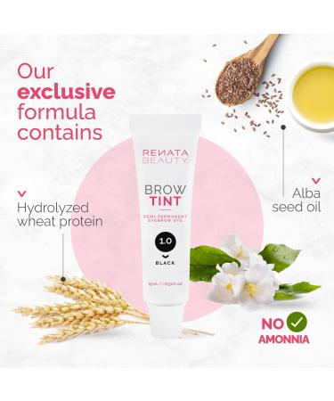 Renata Beauty Eyebrow Color - Long-lasting 15ml - Safe & Gentle Premium Eyebrow Dye in Black - 4 Weeks of Stunning Color - Shop Now! - Buy Online on GoSupps.com