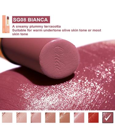 Oulac Plum Moisturising Lipstick - Hydrating Lip Balm with Terracotta Tint - Vegan, Gluten-Free - SG08 Bianca - Buy Online on GoSupps.com