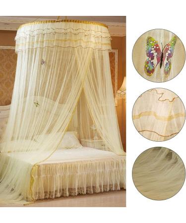 Cikonielf Net Breathable Round Canopy Lace Princess Bed Curtain - Beige | International Shipping Available - Buy Online on GoSupps.com