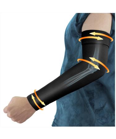Lymphedema Medical Compression Arm Sleeve for Men Women 20-30 mmHg Graduated Compression Full Arm Support with Silicone Band Long Circulation Pressure Arm Brace for Arthritis Bursitis Edema Black (Single) XX-Large