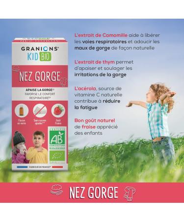 GRANIONS KID BIO GRANIONS NOSE THROAT - Certified - Double action: Soothes the throat & promotes comfort - Natural formula based on agave breathing syrup - Strawberry taste - 125 ml - Buy Online on GoSupps.com