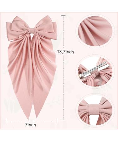 6PCS Large Satin Hair Bows Clips for Women - 13in Long Tail French Barrette Hair Slides - Soft Plain Color Hairpin 90's Accessories - Buy Online on GoSupps.com