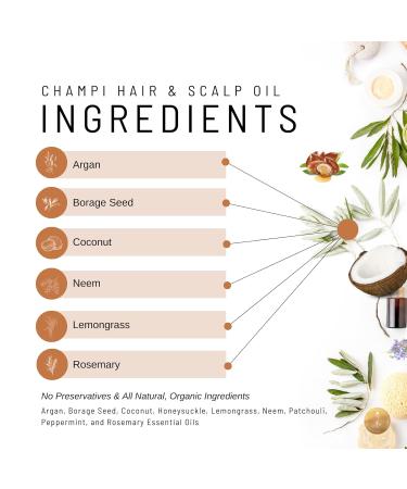 Champi Organic Scalp & Hair Oil - Pre Wash Treatment for Itchy Scalp Dandruff Relief Handmade with Organic Essential Oils Reiki Infused Scalp Care - Buy Online on GoSupps.com