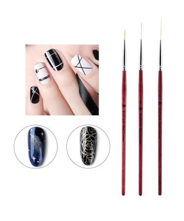 3 Pcs Nail Art Liner Brushes Set - UV Gel & Acrylic Painting Tools for DIY Manicure - Perfect Striping Brush Pen for Nail Art - Buy Online on GoSupps.com
