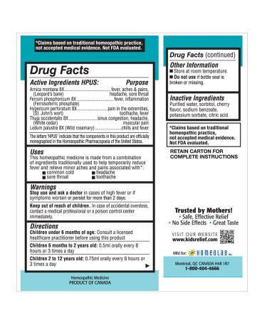 Kids Relief Pain & Fever Oral Solution 0.85oz - Fast-Acting Relief for Children - Buy Online on GoSupps.com