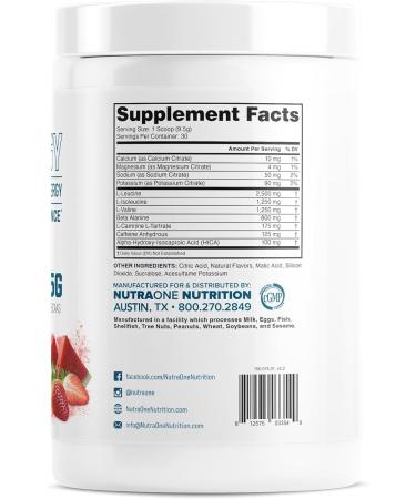 NutraOne Amino Energy BCAA Powder - Best Pre-Workout Supplement with Caffeine Strawberry Watermelon Flavor 30 Servings | Boost Energy & Recovery - Buy Online on GoSupps.com