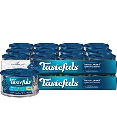 Tastefuls Natural Mature Wet Cat Food Chicken Entr e Pate 3 oz - Pack of 24 Small Cans - Pack of 24 Mature Cat Chicken Pate