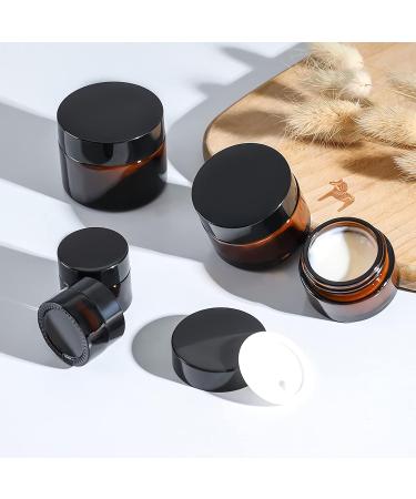 Zeoabsy 4-Piece 5ml Brown Glass Cream Boxes with Lid & 4 Spatulas - Ideal for Cosmetics Gels & Ointments | International Shipping - Buy Online on GoSupps.com