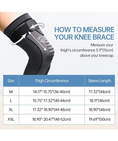 Full Leg Compression Sleeves with Elastic Straps for Men Women - Knee Brace Support for Running Basketball Sport - Arthritis Joint Pain Relief - XXL Black - Buy Online on GoSupps.com