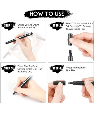 White Paint Pen 8 Pack - 0.7mm Acrylic Markers for Rock, Wood, Glass & More - Extra Fine Tip Opaque Ink - 6 White & 2 Black Pens Included - Buy Online on GoSupps.com