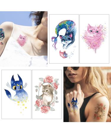 Father.son Watercolor Cat Temporary Tattoos - Cute Kitty Designs for Girls Kids - Waterproof Fake Body Art Stickers - Animal Birthday Party Supplies - Pet Lover Favors - Meow Arts and Crafts - Buy Online on GoSupps.com