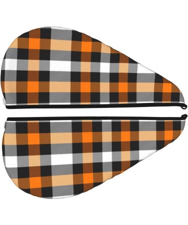 Hair Towel Wrap - Quick Drying Hair Turban with Button | Orange Plaid Hair Drying Towel - Buy Online on GoSupps.com