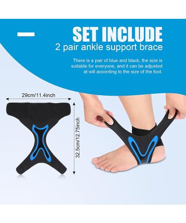 SATINIOR 4 Pcs Ankle Support Brace | Adjustable Compression Sleeve for Men & Women | Breathable Wrap for Sprained Ligaments, Chronic Strain & Sports | Black & Blue - Buy Online on GoSupps.com