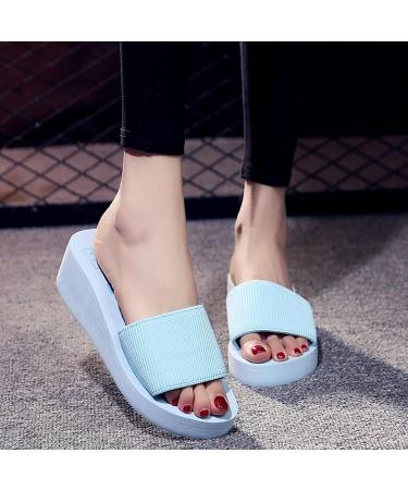 Buy XTZYGLFD Summer Sandals & Women Slippers - Casual Bohemian Beach Wedges & Stiletto Sandals in Light Blue (5 UK) - International Shipping Available - Buy Online on GoSupps.com