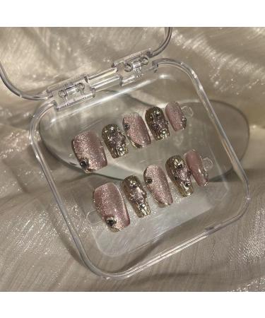 Temperament enhancement manicure pink cat's eye short hand-worn nail(XS) - Buy Online on GoSupps.com