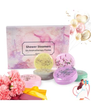 BURIBURI Shower Steamers Aromatherapy Mother's Day Gifts Set Pack of 6 Shower Bombs with Essential Oils Chamomile Vanilla Lavender Sakura Lily Jasmine YYP-6-1