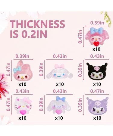 70PCS Cartoon Kuromi Nail Charms - Kawaii 3D Resin My Melody Cinnamoroll Nail Art Decorations - Buy Online on GoSupps.com