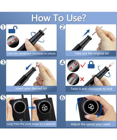 Professional Portable 40000RPM Nail Drill Machine for Acrylic Nails Black - Buy Online on GoSupps.com