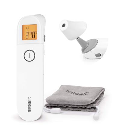 Duronic Ear and Forehead 3 in 1 Thermometer Non-Contact Digital Infrared Medical Thermometer for Baby/Child/Adult & Objects Easy Operation Instant Accurate Results Grey Pouch Included