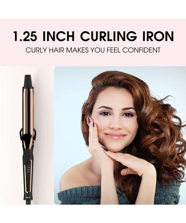 1.25 inch K&K Curling Iron with Ceramic Coating - Adjustable Temp, LED Display - Professional Curling Wand for Long Hair - Buy Online on GoSupps.com