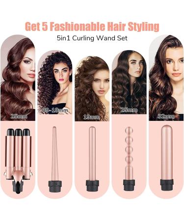 5-in-1 Curling Wand Iron Set | Interchangeable Ceramic Barrels for Long & Short Hair | LCD Display Curls & Waves - International Shipping Available - Buy Online on GoSupps.com
