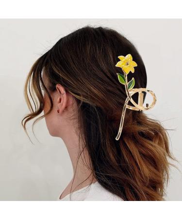 5 Pcs Large Flower Metal Hair Claw Clips - Non-Slip Tulip Floral Hair Barrettes for Women & Girls - Cute Hair Accessories for Thick Thin Curly Hair - Buy Online on GoSupps.com