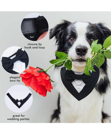 FUAMEY Dog Tuxedo Bandana with Bow Tie | Formal Wedding Attire for Dogs | Adjustable Collar for Small, Medium, Large Pets | Black-L - Buy Online on GoSupps.com