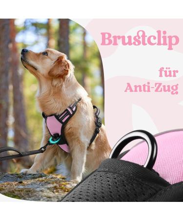 Rabbitgoo Adjustable Anti-Pull Dog Harness for Large Dogs - Soft Padded Reflective Chest Harness in Pink XL (1 Pack) - No Choke Design Perfect for Daily Walks - Buy Online on GoSupps.com