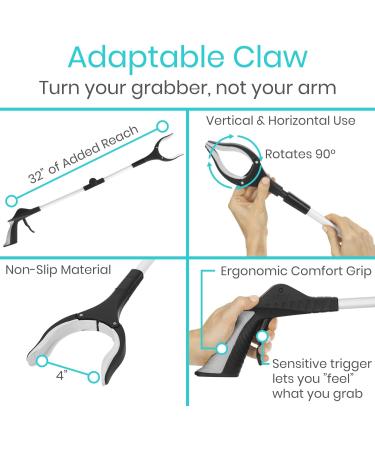 Vive Folding Reacher Grabber 32 Inch - Heavy Duty Mobility Grip Hand Aid - Buy Online on GoSupps.com