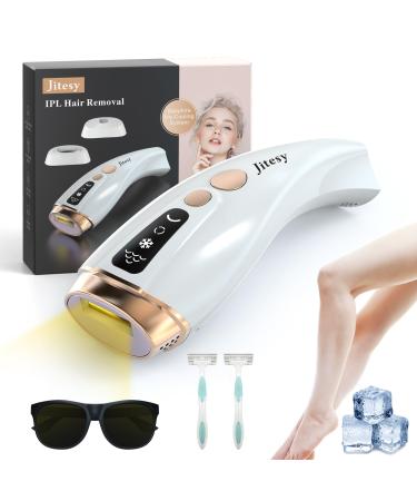 Jitesy IPL Hair Removal Device Painless Facial Body Hair Remover with 999 999 Flashes Sapphire Ice Cooling System 6 Energy Levels Permanent Hair Removal for Women Men Face Armpits Bikini Line Type A