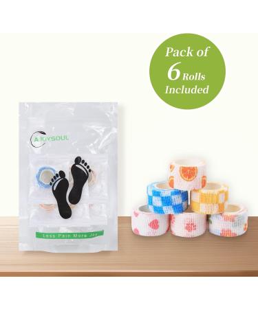 Self Adhesive Bandage Wrap - 6 Rolls Cartoon Patterns | Breathable Stretchable Non-Woven for Finger Toe Wrist | 1 x 2.19 Yard - Buy Online on GoSupps.com