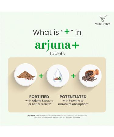 Vedistry Arjuna Bark Extract Supplement | 1100mg Arjuna Tablets with Long Pepper for Heart Health & Blood Pressure Support | Organic & Vegan Herbal Cardiovascular Supplement | 60 Arjuna Tablets - Buy Online on GoSupps.com