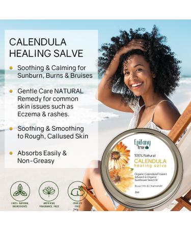 Epifany True Natural Calendula Salve 2oz + Calendula & Comfrey Herbal Salve 2oz Fragrance Free 2-Pack Bundle | Dry Skin Soothing Balm Eczema Cream Itch Relief - Buy Online on GoSupps.com
