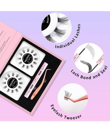 VEYES INC Individual Wispy Lash Clusters Kit - DIY Eyelash Extensions with Tweezer, Bond, and Seal - 12&14mm TP01 Cluster Lashes for Beginners - Buy Online on GoSupps.com
