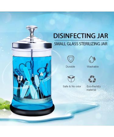 Barber Disinfectant Jar 21 Oz Manicure Sterilizing jar with Removable Basket Manicure Disinfecting Jar for Nail Tool Glass Salon Disinfecting Jar Container for Barber Supplies - Buy Online on GoSupps.com