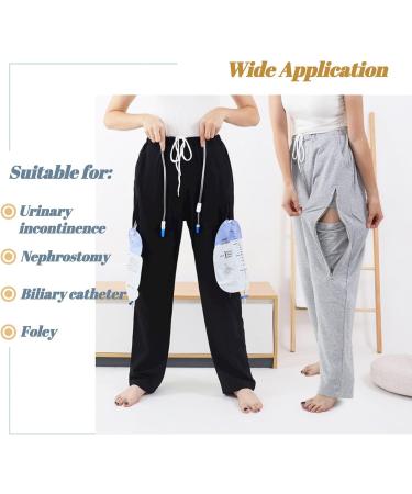 Catheter Pants for Men & Women | Dual Zippered Urine Leg Bag Holder | Fits Two 2000 ml Foley Catheter Bags | Nephrostomy & Cystostomy | Black XL - Buy Online on GoSupps.com