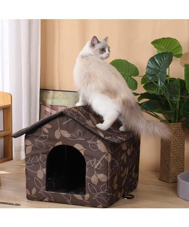 Outdoor Cat House for Feral Cats & Dogs | Waterproof Medium Brown Shelter with Support Rod - Buy Online on GoSupps.com