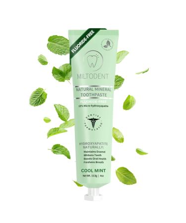 Hydroxyapatite Toothpaste MILTODENT 15% Micro-Hydroxyapatite Premium Toothpaste Fluoride-Free, Foam-Free, Natural Mineralizing | Safe Alternative to Nano-Hydroxyapatite | SLS-Free & Paraben-free 4oz 4 Ounce (Pack of 1)