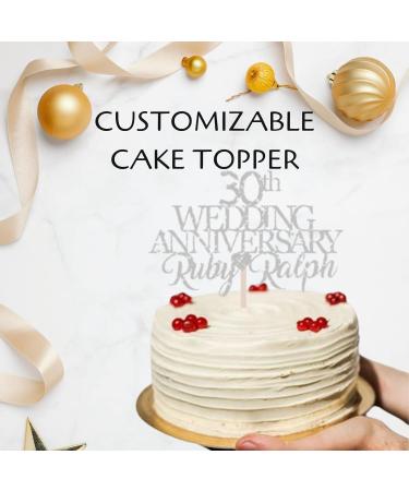 30th Pearl Custom Wedding Anniversary with Both Names. Any years any Names Personalised Cake Topper Glitter Card (GLITTER SILVER) - Buy Online on GoSupps.com