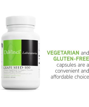 DAVINCI Labs Grape Seed-100 - Immune System & Vascular Support - 100mg Extract - 90 Vegetarian Capsules - Buy Online on GoSupps.com