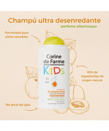 Corine de Farme Kids Shampoo for Children 300 ml Extra Gentle Childrens Product Apricot Perfume Natural Cosmetics France Sensitive Skin - Buy Online on GoSupps.com