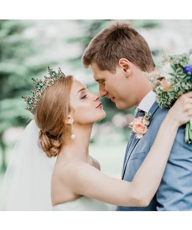 Baroque Queen Crystal Crown for Women - Vintage Princess Tiara Rhinestone (Green) - Buy Online on GoSupps.com