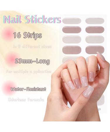 Gel Nail Stickers Semi Cured Gel Nails - 16PCS Stickers Nail Wraps Soft Self-Adhesive - Semi Cured Gel Nail Wraps Gel Nail Stickers - Glossy & Long Lasting Gel Nail Stickers Need UV Light (Nude) - Buy Online on GoSupps.com