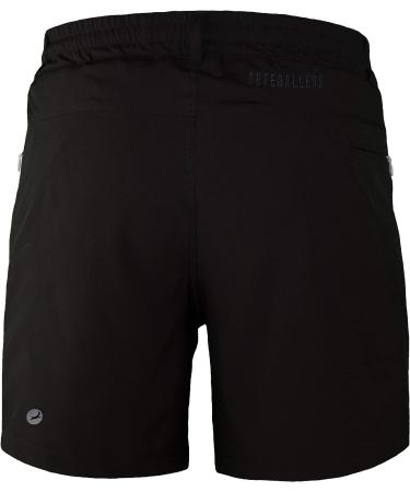 Meripex Men's Freeballer 6 Athletic Gym Shorts - Ideal for Running, Weightlifting & Yoga | Large, Jet Black - Buy Online on GoSupps.com